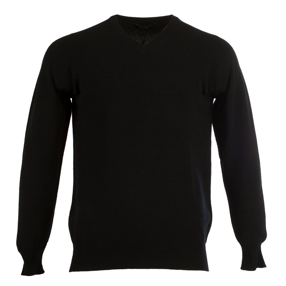 Men's Hawick Knitwear Pure Cashmere Pla BLACK | The Scotland Shop