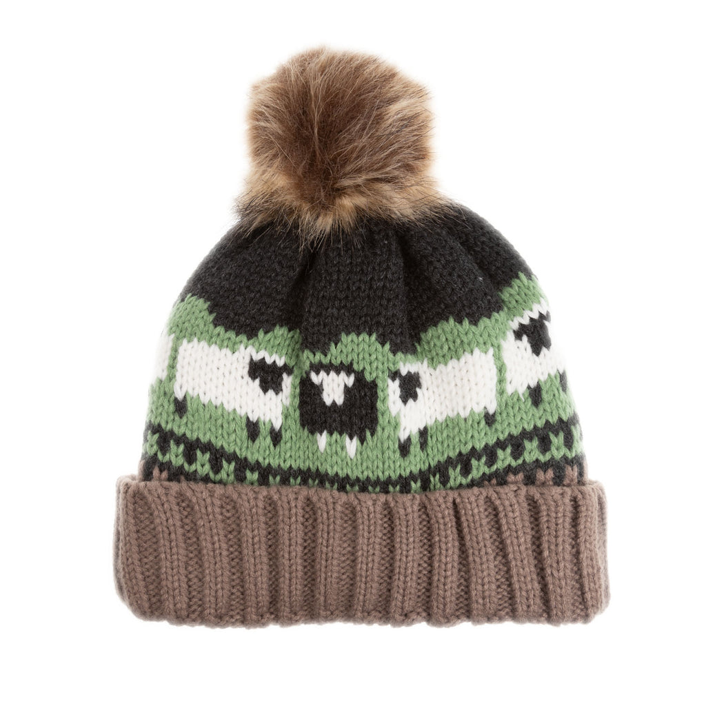 Aran Sheep Pom Pom Hat