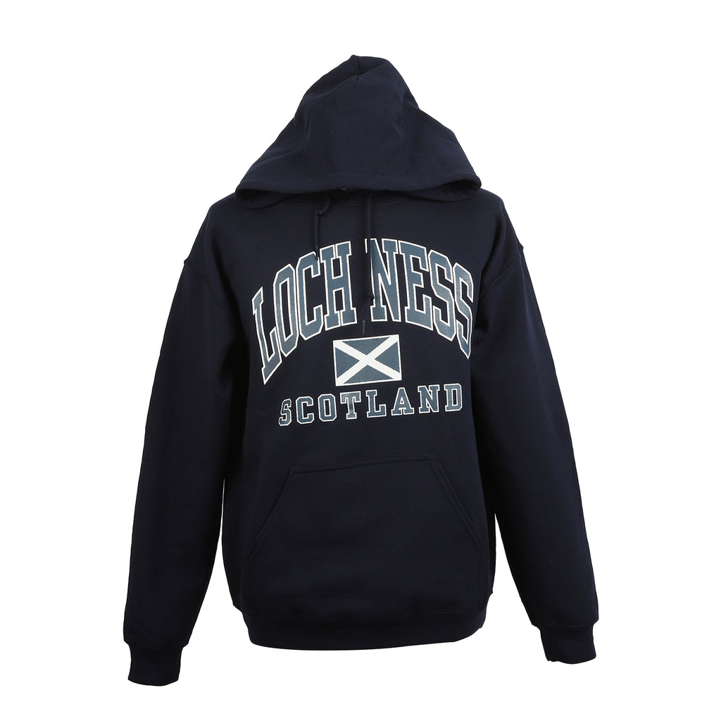 (D) Loch Ness Harvard Print Hooded Top Navy