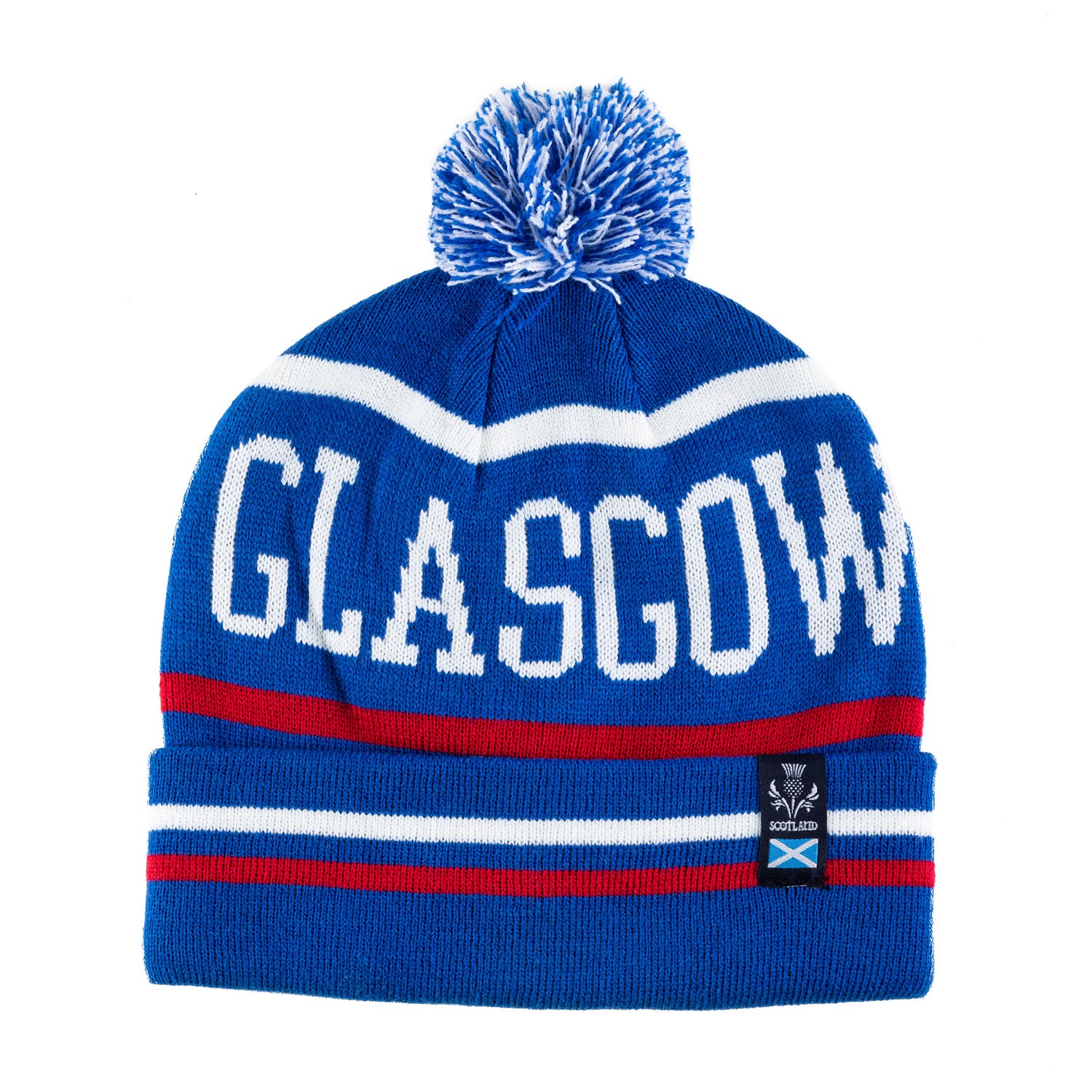 Glasgow Bobble Hat Blue The Scotland Shop