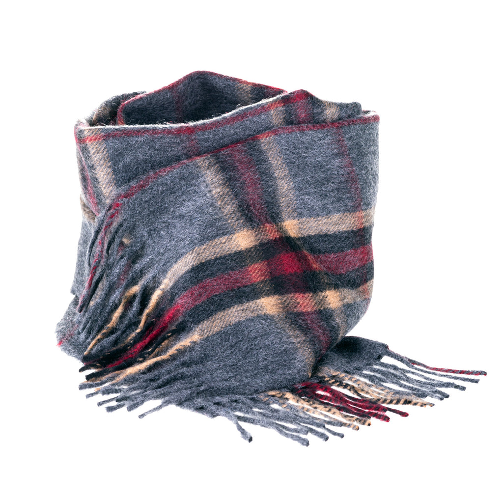 100% Cashmere Woven Scarf Dalton Grey/Wine