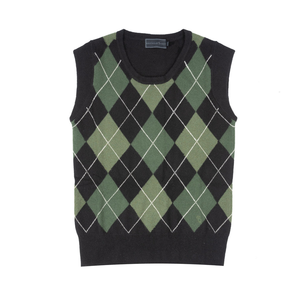 100% Cashmere Argyle Tank Olive