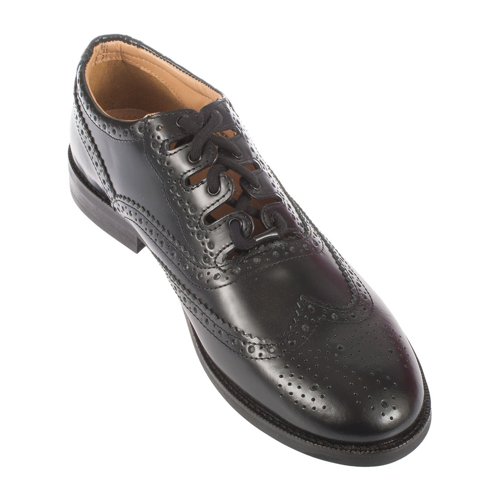 Mens Ghillie Brogue Thistle Shoes Black