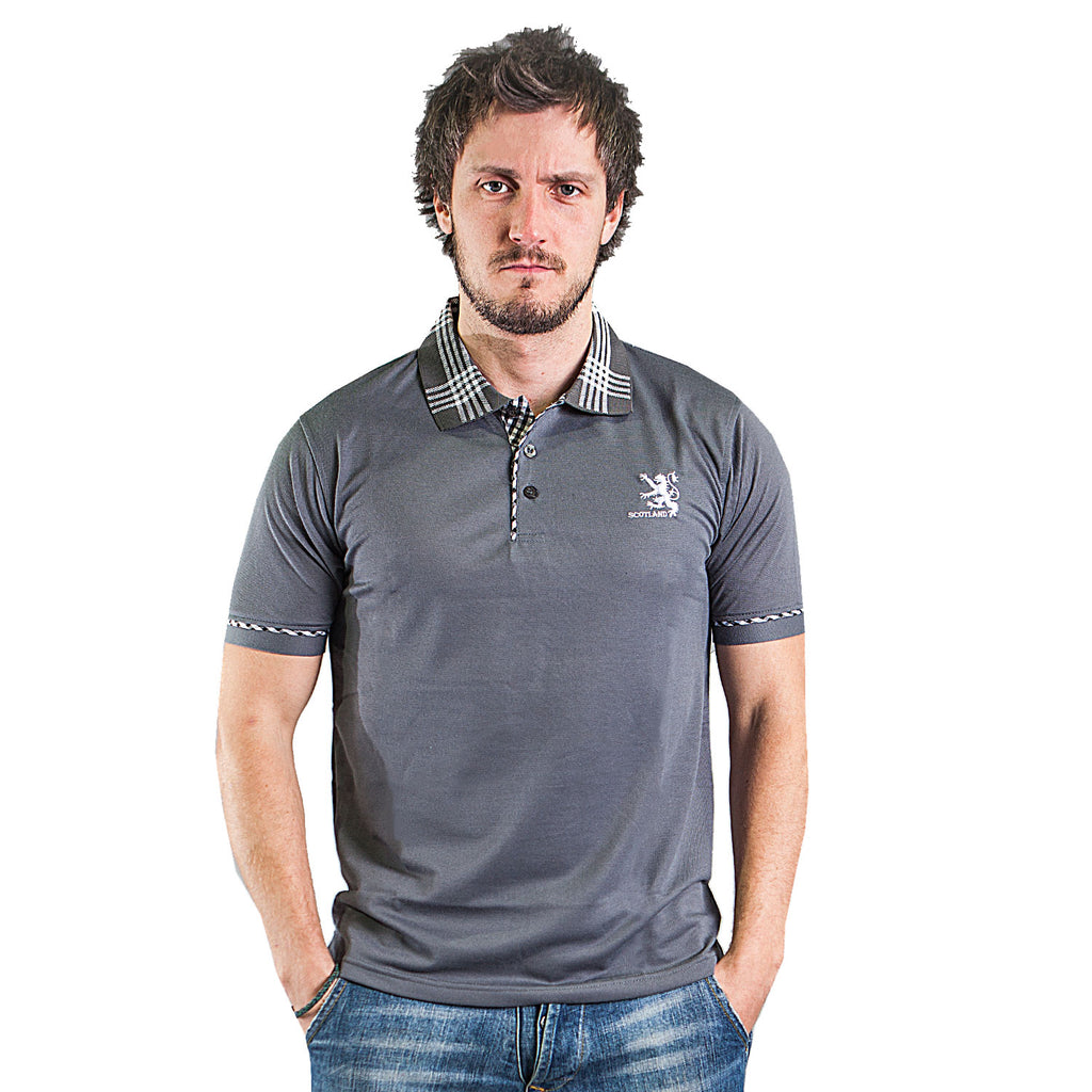 Adults Lion Polo Shirt Grey Marl