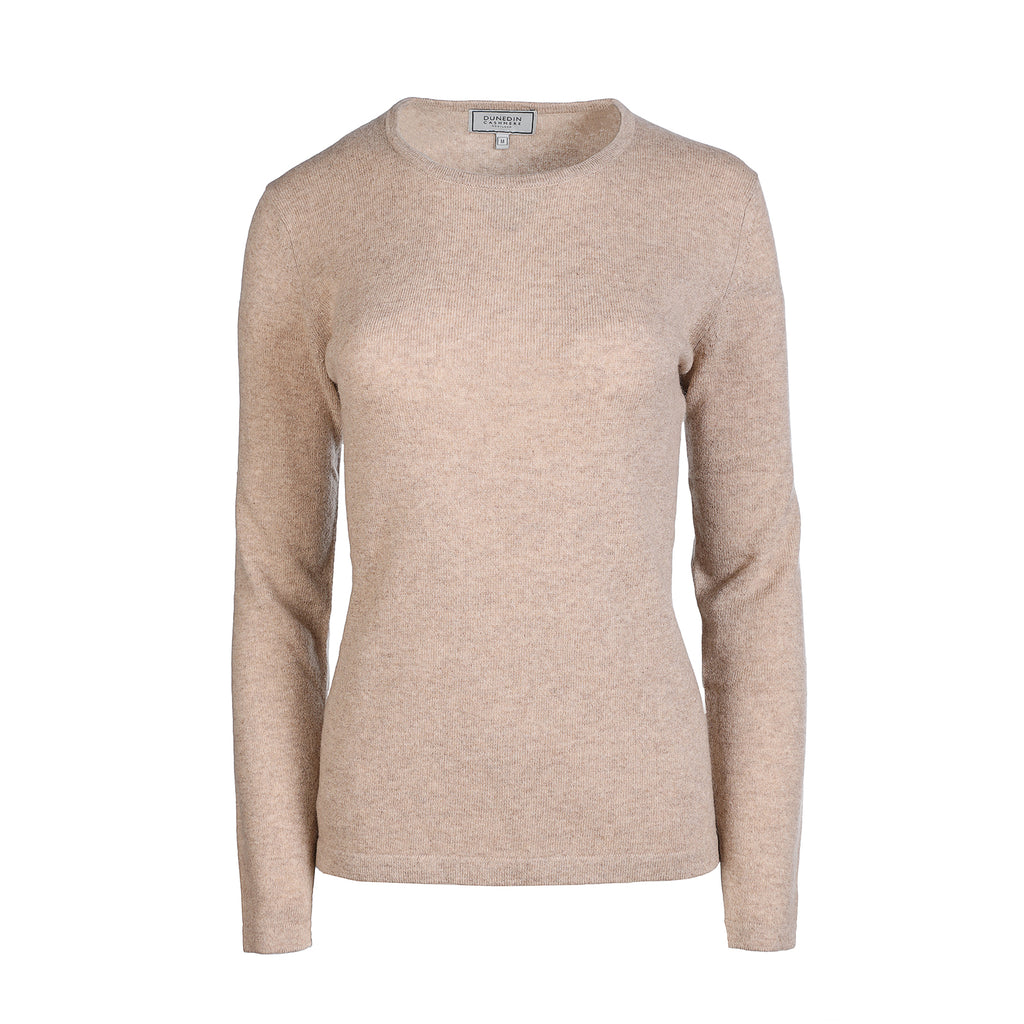 100% Cashmere Ladies Crew Neck Jumper Ludlow Natural