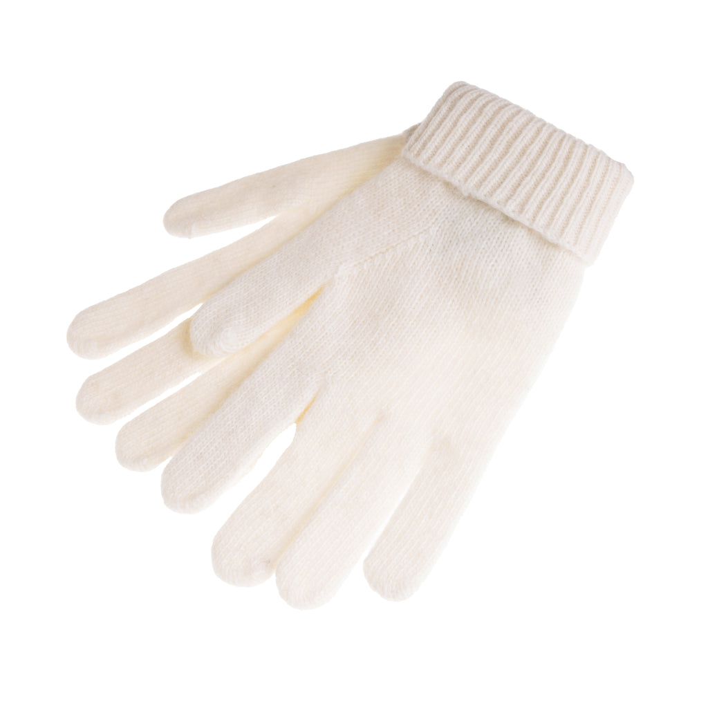 Ladies Plain Lambswool Mix Glove White