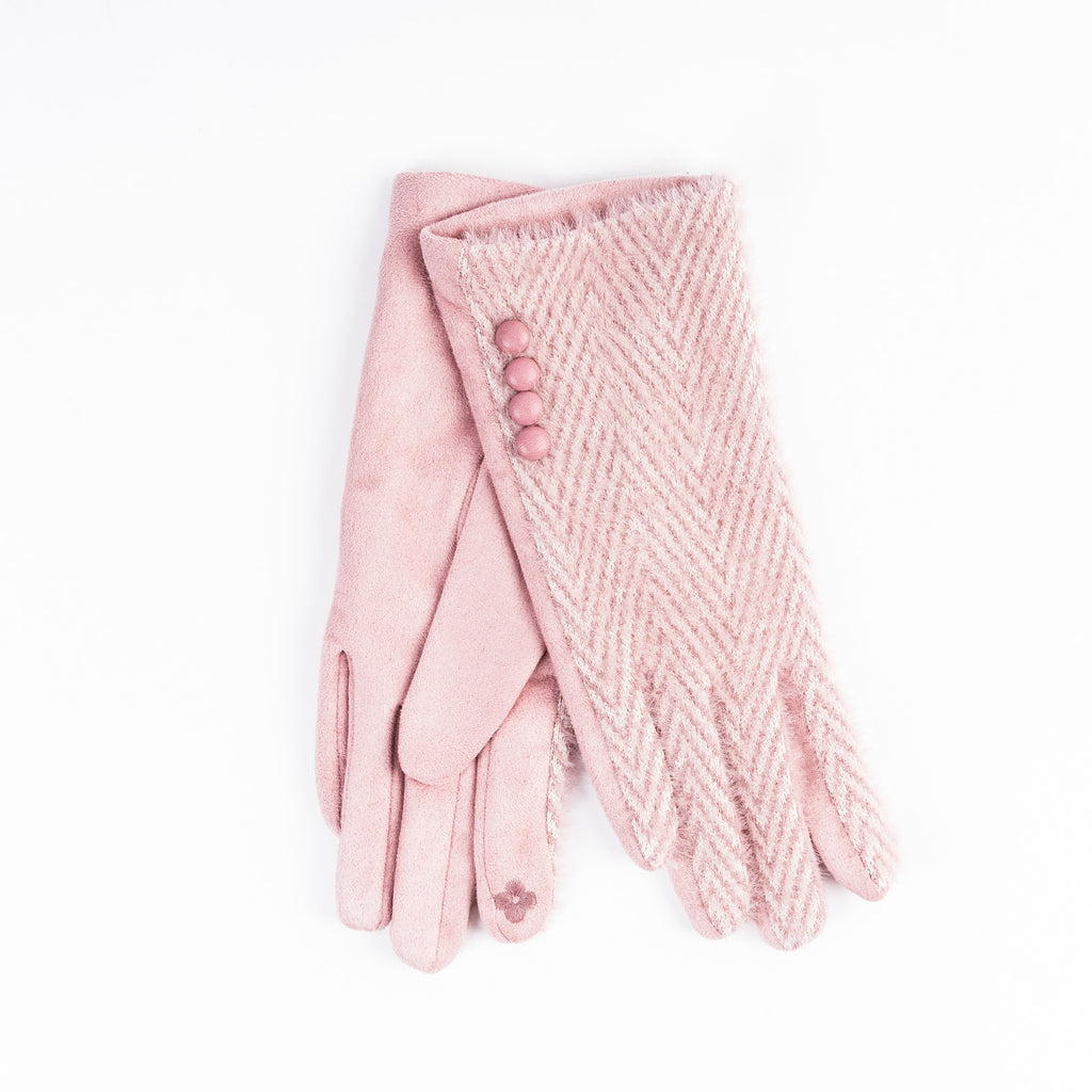 Super Soft Herringbone Button Glove