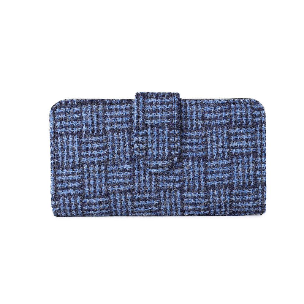 Harris Tweed Long Clasp Purse - Iona Blue Basket Weave